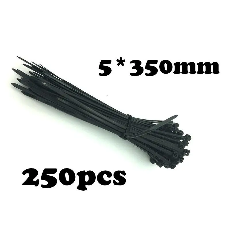 

250Pcs/Pack 5*350mm Self-Locking Nylon Cable Plastic Ties StrapsZip Loop For Wires Tidy Black