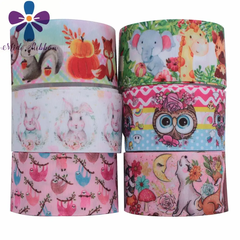 Лента Grosgrain/Foe 16-75 мм серия с персонажами из мультфильмов о животных лента для