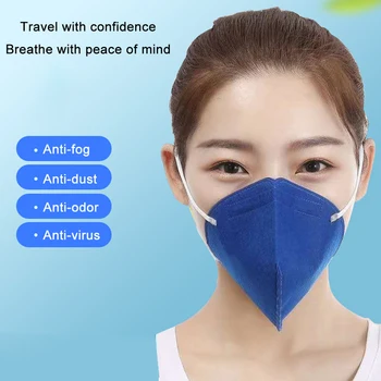 

5cps Blue Face Mask Dust-proof Anti-fog Unisex Mask Health Anti-fog Mask Breathable Face Masks Daily Mask