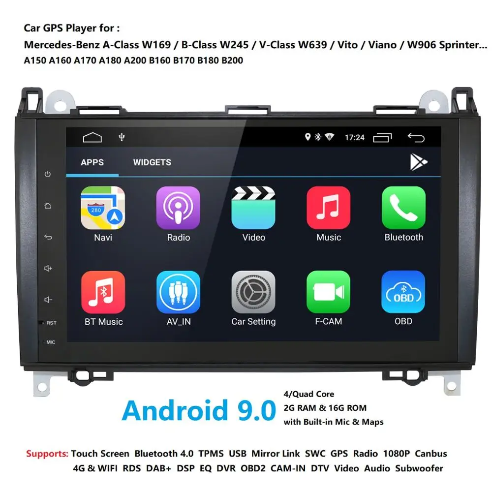 9 дюймов 2 Din Android 10 0 Quad core автомобильный мультимедийный плеер GPS навигации для Mercedes