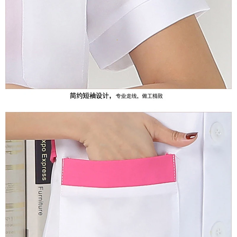 medical lab coat Summer women's white coat laboratory Robe science lab coat beauty salonSlim clothing nursing uniforms scrubs uniform