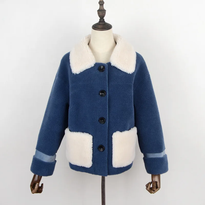 

2019 new fashion warm comfortable jackets imitation faux sheepskin wool clothes female winter fake wool sheep fur women clothing