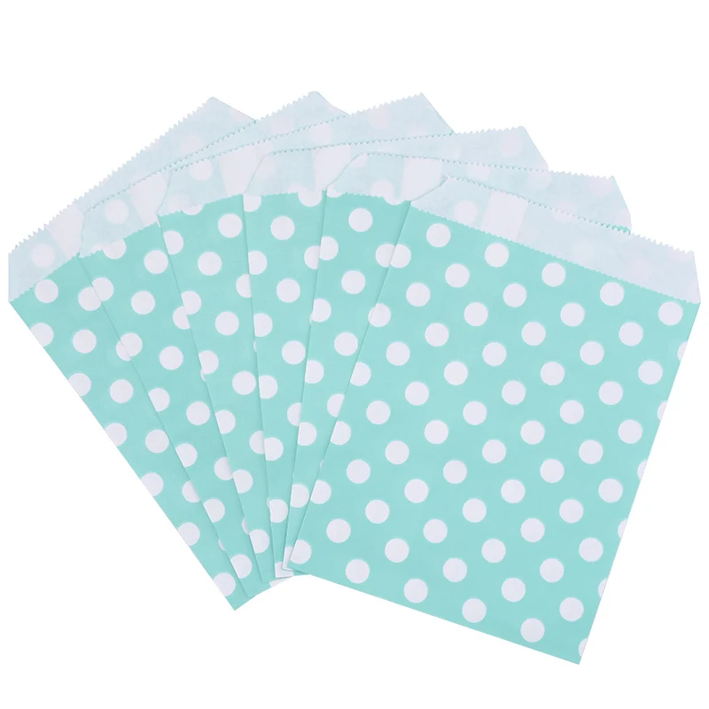 Dot Teal 25 шт. разноцветные крафт-бумажные пакеты для конфет с нашивками в горошек, вечерние подарочные пакеты для печенья, Свадебные Рождественские принадлежности - Цвет: Dot Teal