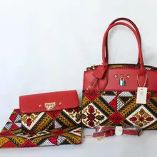 Высокое качество Африканский восковой мешок комплект 6 ярдов настоящая восковая ткань, красивый дизайн женские восковые сумки 92415