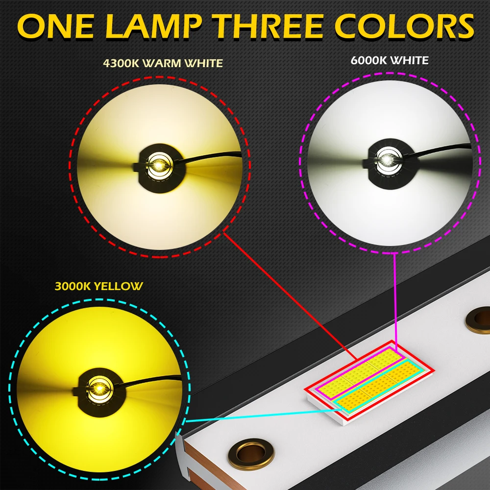 LED Car Lights LED Lights LED Bulbs LED Headlights LED Car Headlights Car Headlamps 3Colors Car LED Headlight 3000K+4300K+6000K H1 H3 H4 H8 H11 HB3 HB4 H7 12V 12000LM