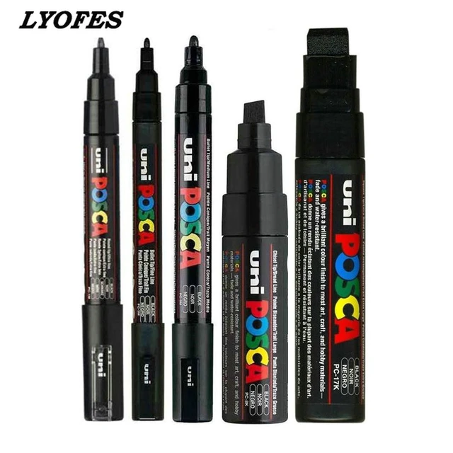 5pcs/set Paint Mixed Marker Pen Pack Black Color 5 Posca Markers In Various  Size Pc-1m/3m/5m/8k/17k 1marker / Size - Paint Markers - AliExpress
