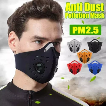 

Mask With Reusable Activated Carbon Filter Anti-Dust Earloop Face Mask Anti Haze PM2.5 Breathable Dustproof Washable Mouth Mask