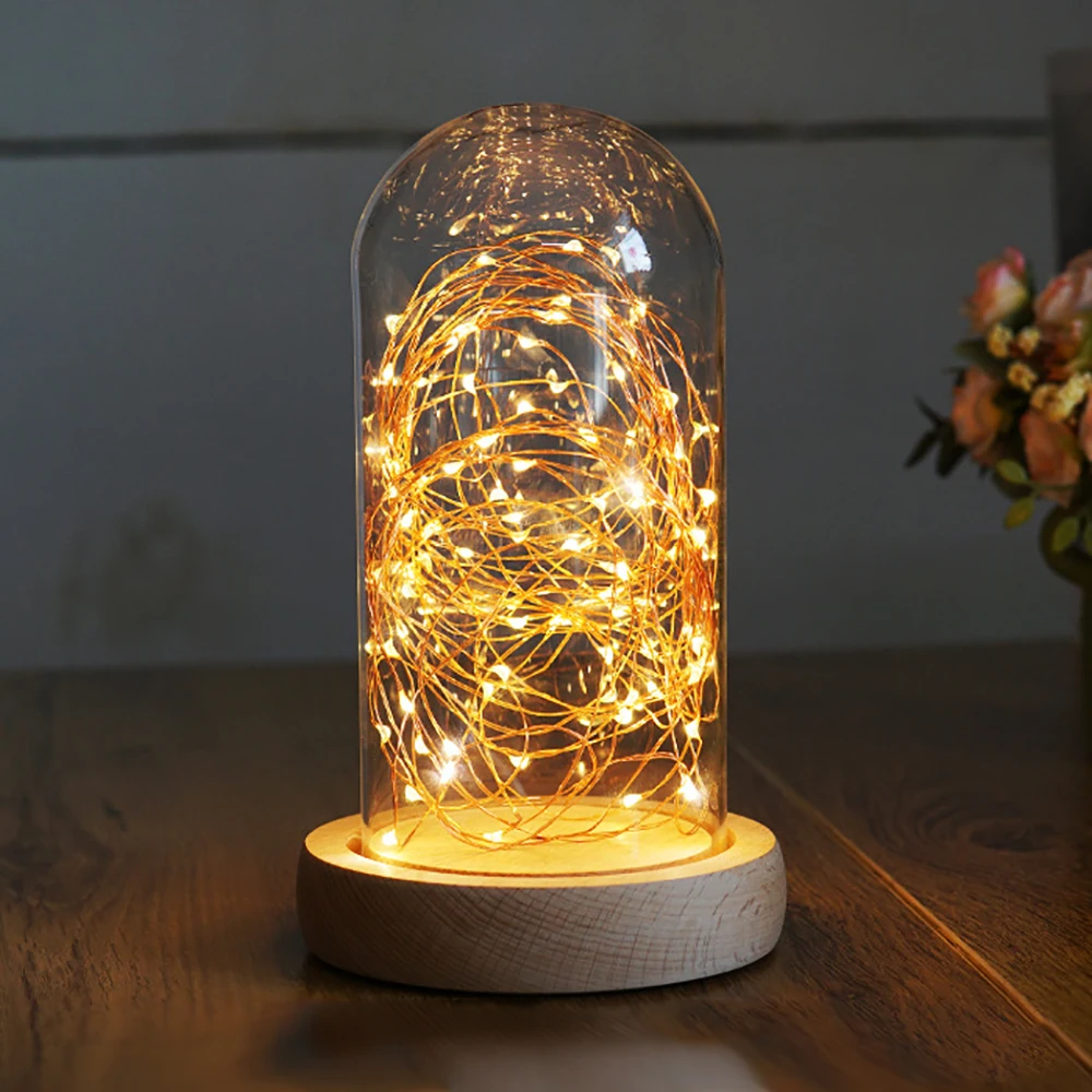 Ночной светильник с питанием от USB, креативный стеклянный Мишка/кролик, окружающий светильник для рождества, новинка, праздничные подарки, домашняя декоративная бутылка из стекла