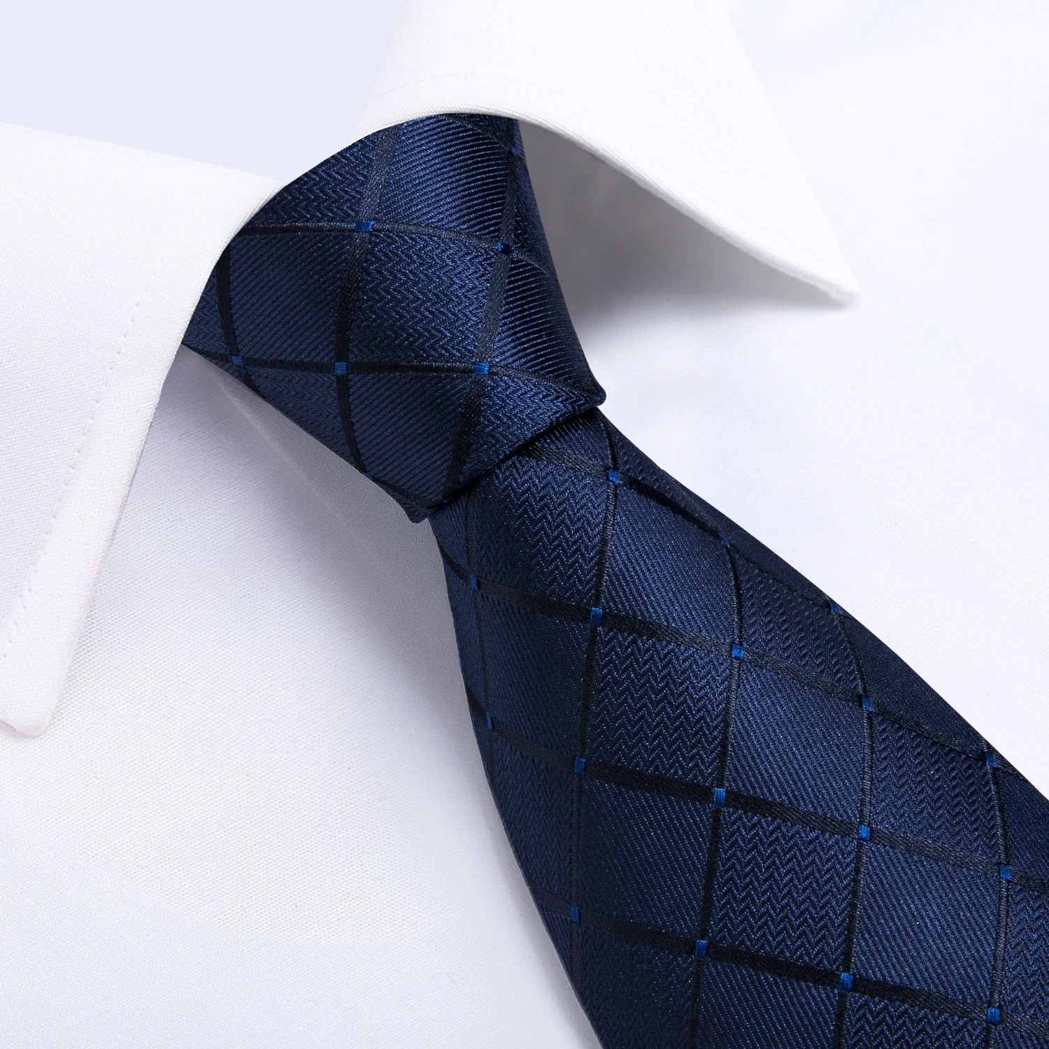 Blau Rot Schwarz Kariertes Modemarken-Krawatten-Set für Herren Luxus-Hochzeitskrawatte Einstecktuch Manschettenknöpfe Geschenk für Männer Dropshipping – Detail 3