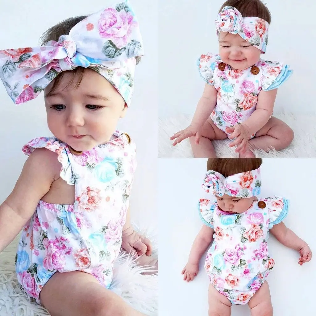 new summer INS baby jumpsuit girls print children climbing clothes