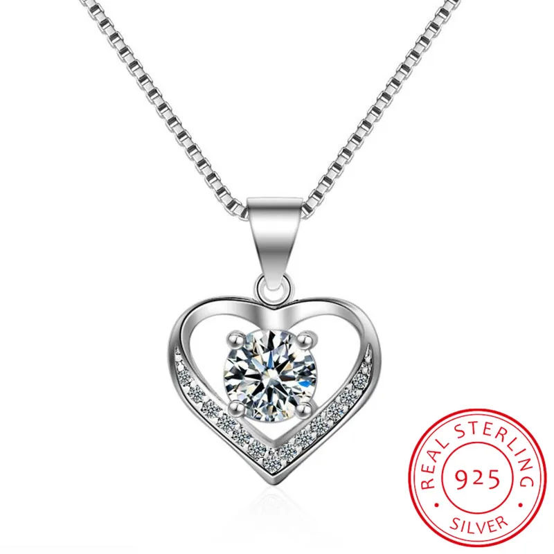 Ожерелье с кулоном в виде сердца из стерлингового серебра 925 пробы кубическим