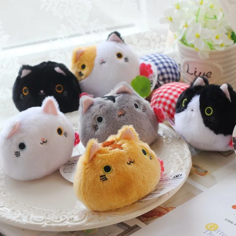 Мини-кошка плюшевые куклы игрушки kawaii аниме брелок для ключей "Кошка" игрушка, мягкая плюшевая игрушка Брелки сумка Подвеска подарок для девочек - Цвет: A 6pcs