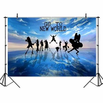 

SeekProManga One Piece Poster Photographic Backdrop D·Luffy With All Cartoon Character Photo Photography studio Backgrounds