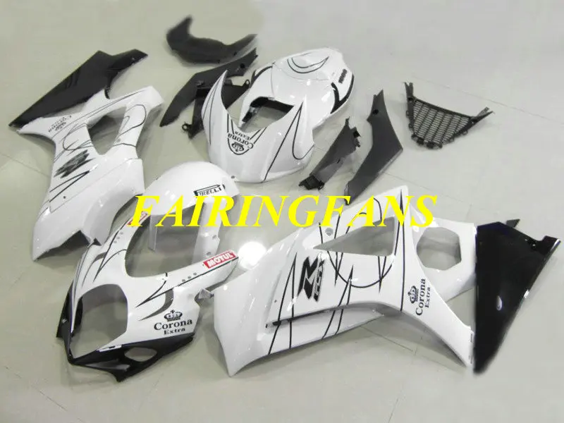 Литья под давлением обтекатель кузова для GSXR1000 07 08 GSX-R GSXR 1000 K7 2007 2008 Белый обтекатель+ подарки SK13