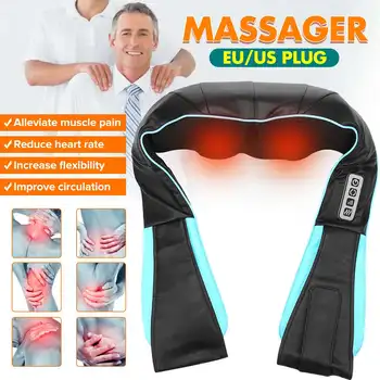 

8D Infrared Electrical Massage Shiatsu Back Shoulder Body Neck Massager Multifunctional Shawl Heated Kneading Car/Home Massager