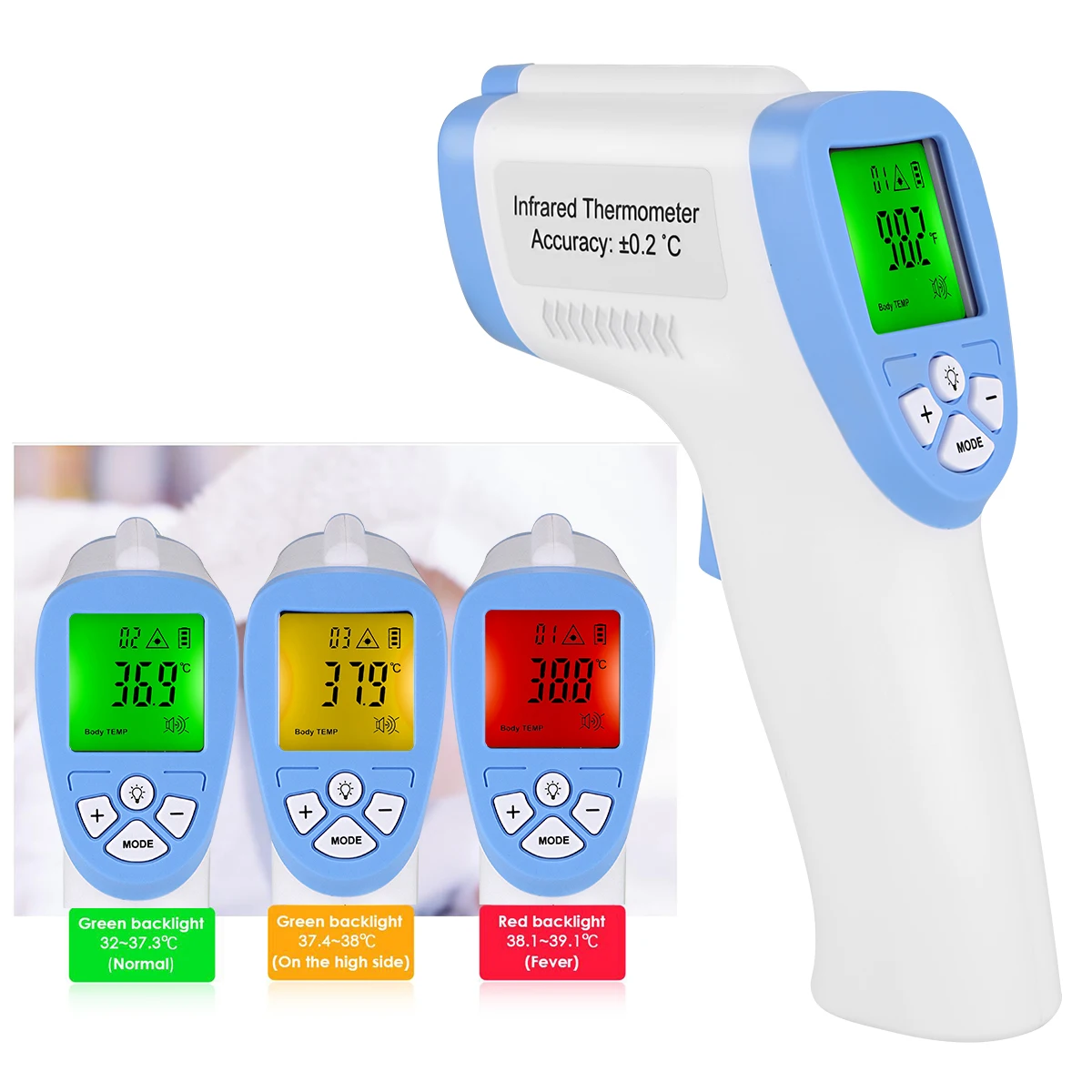 

Adults Kids Digital Infrared Forehead Thermometer Non-Contact Temperature Meter with 32 Sets Data Memory Function