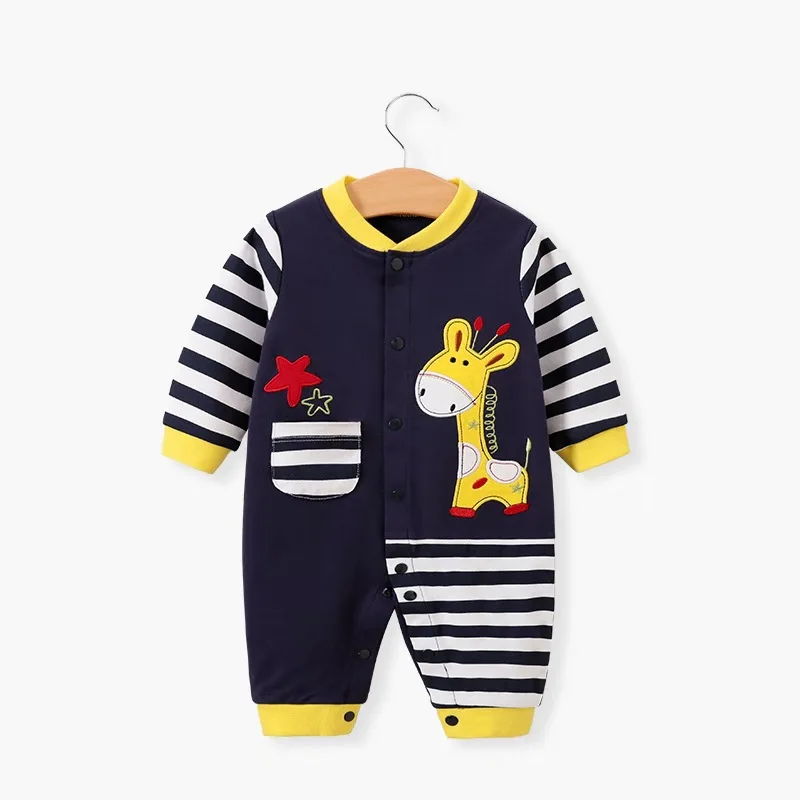Newborn Clothes Baby Bodysuit Cartoon Animal Cotton Baby Baby Clothes Round Neck Long Sleeve Cotton Spring And Autumn Bodysuit