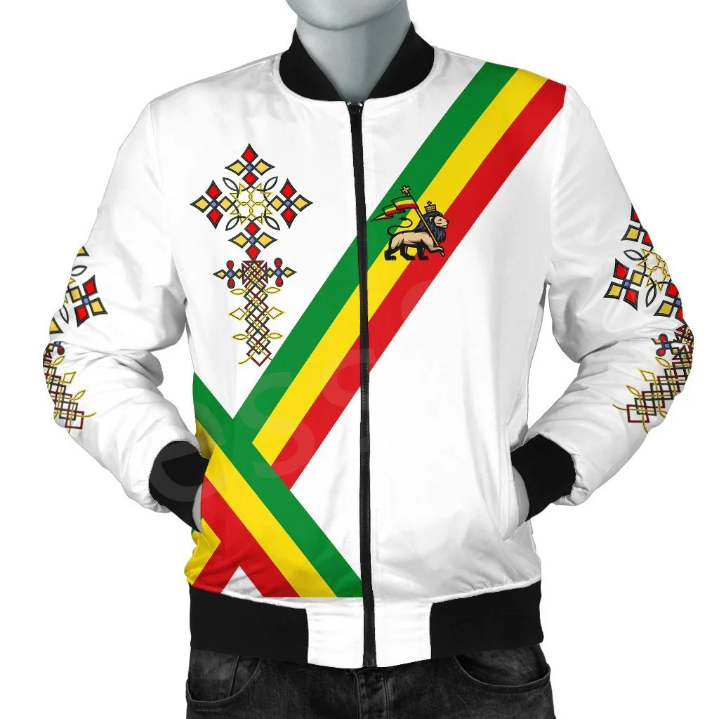Tessffel Ethiopia County Flag Reggae Africa Tribe Lion Retro 3DPrint Men/Women Winter Coat Casual Windbreaker Bomber Jacket A1 6
