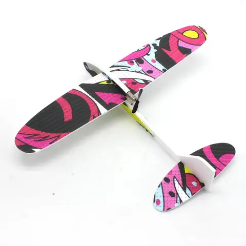 DIY 350mm Wingspan Indoor Airplane Electronic Hand Launched Stunt Plane Indoor Outdoor Park Flying Child Toys RC Aircraft RTF title=