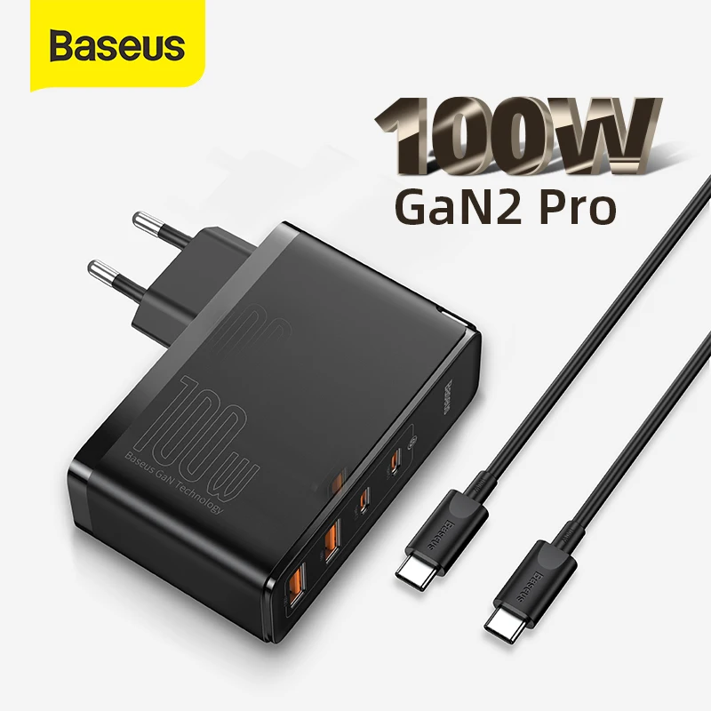 Baseus GaN Charger 100W PD QC 4.0 3.0 USB Fast Charger Type C Quick Charging USB C Phone Charger for iPhone 12 Pro Max Macbook