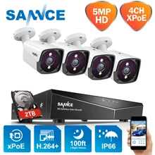 SANNCE 4CH 5MP XPOE видео система безопасности 5MP Открытый водонепроницаемый инфракрасный ночное видение IP камера беспроводной видеонаблюдения CCTV комплект
