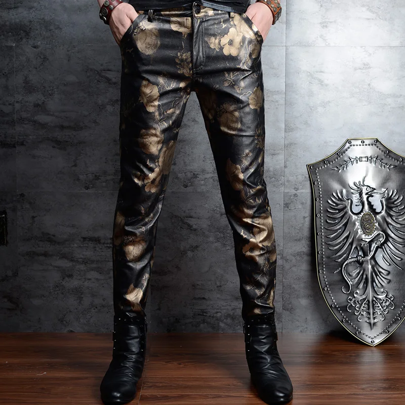 Winter Men Leather Pants Fashion Slim 
