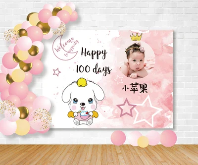 Free shipping 1pcs custom name date photo pink birthday party decoration wedding holiday opening sign large Background wall - Color: Version C