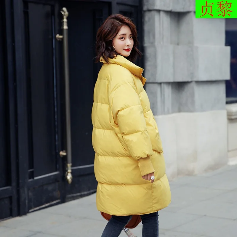 Down Jacket Women's New Style White Duck down Mid-length Large Size Fat Mm 200 Loose-Fit Korean-style Students Fashion