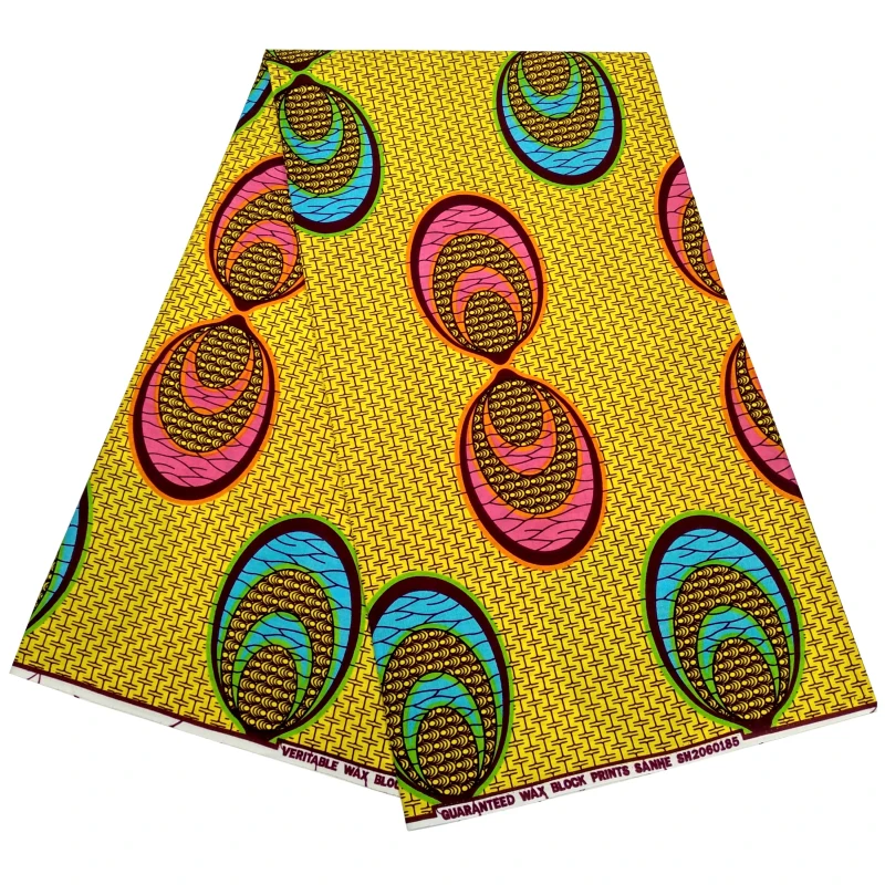 

Нигерийский стиль, Африканский Высококачественный чистый хлопок, яркий принт, настоящий искусственный материал, сделай сам, 6 ярдов для вечернего платья