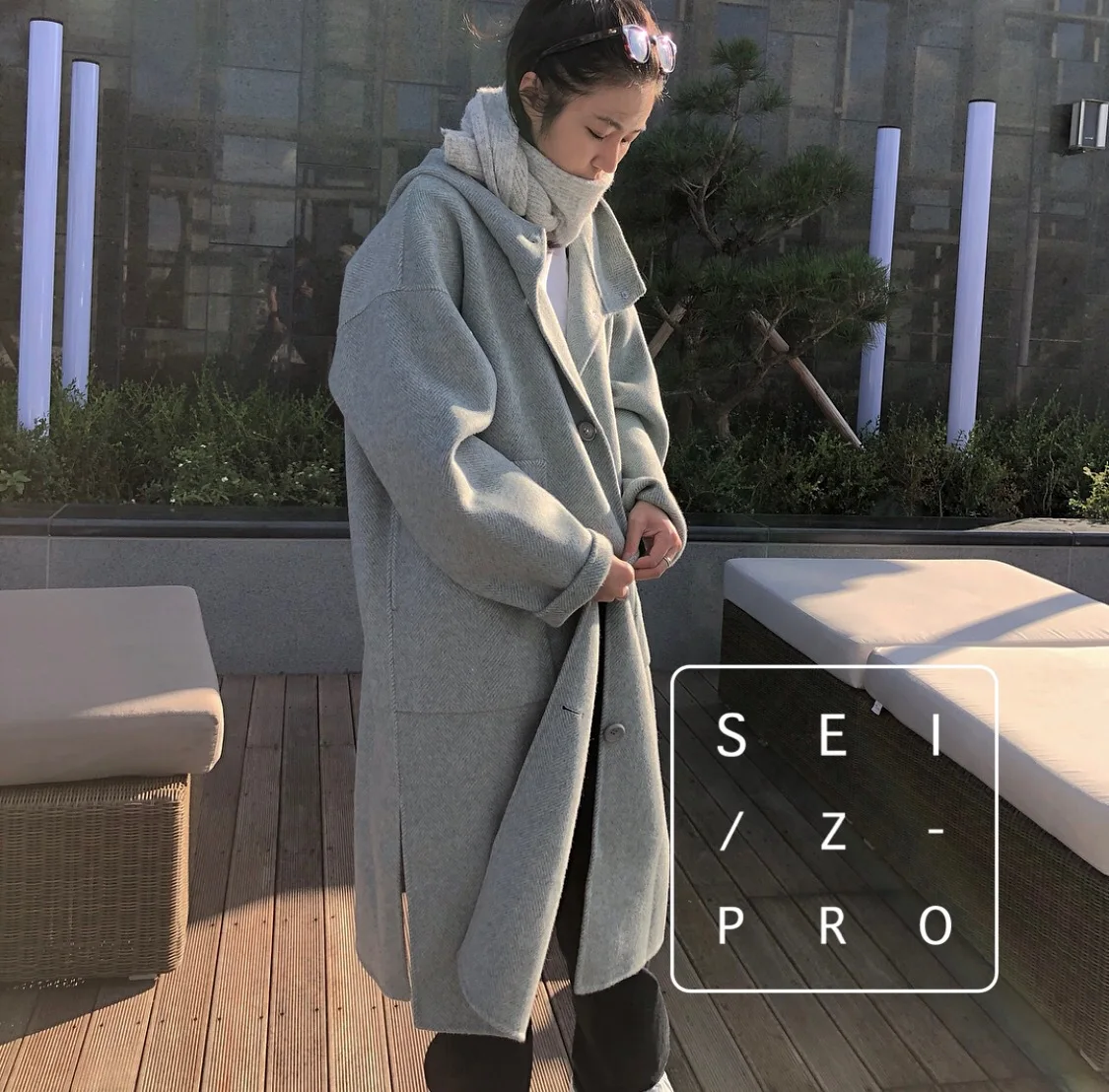 Новые зимние товары из Южной Кореи Dongdaemun шерстяное Двухслойное шерстяное пальто свободного кроя с капюшоном