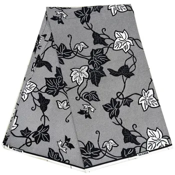 

2019 Ankara African block wax prints fabric Nigeria veritable wax 100% cotton 6 yards black white color