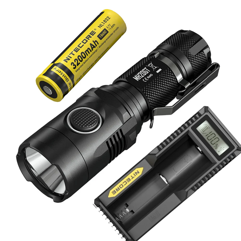 NITECORE MH20GT USB Перезаряжаемый фонарик CREE XP-L HI V3 max 1000 люмен расстояние луча 362 м уличный фонарик ручной фонарь - Испускаемый цвет: MH20GT NL1832 UM10