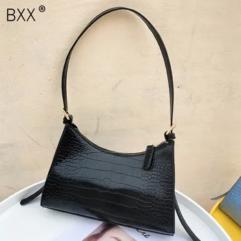 

[BXX] Crocodile Pattern PU Leather Tote Bags For Women 2020 Solid Color Shoulder Handbags Female Travel Crossbody Bag HN193