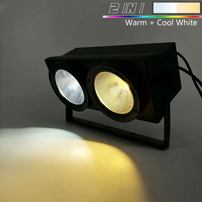 LED Cool Warm White Djworld 2 глаза 200 Вт LEDCOB ослепляющий свет с Flightcase холодный и теплый белый цвет для Dj День рождения Свадебная Дискотека мяч - Цвет: LED Cool Warm White