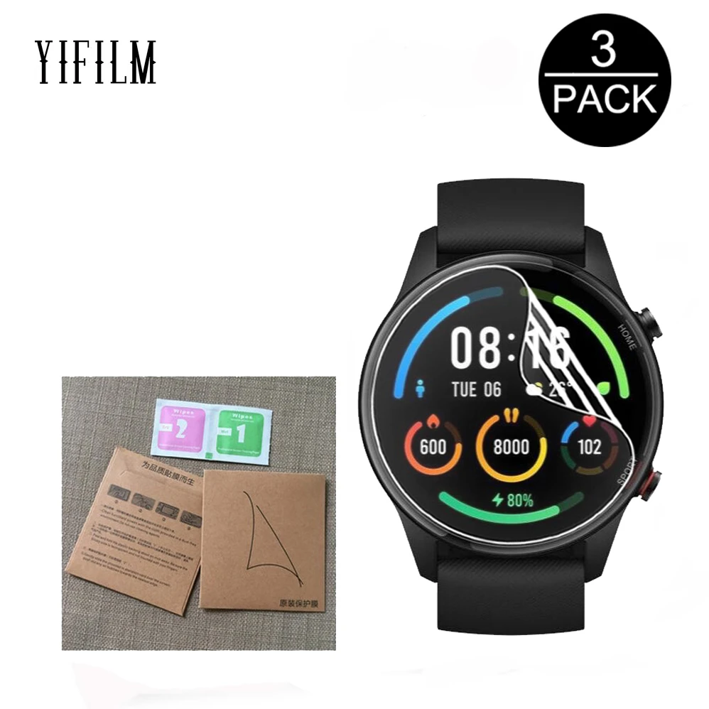 Película protectora suave de TPU a prueba de agua para Xiaomi Mi Watch, reloj inteligente a Color, Protector de pantalla completa, hidrogel, no Cristal, 3 uds.