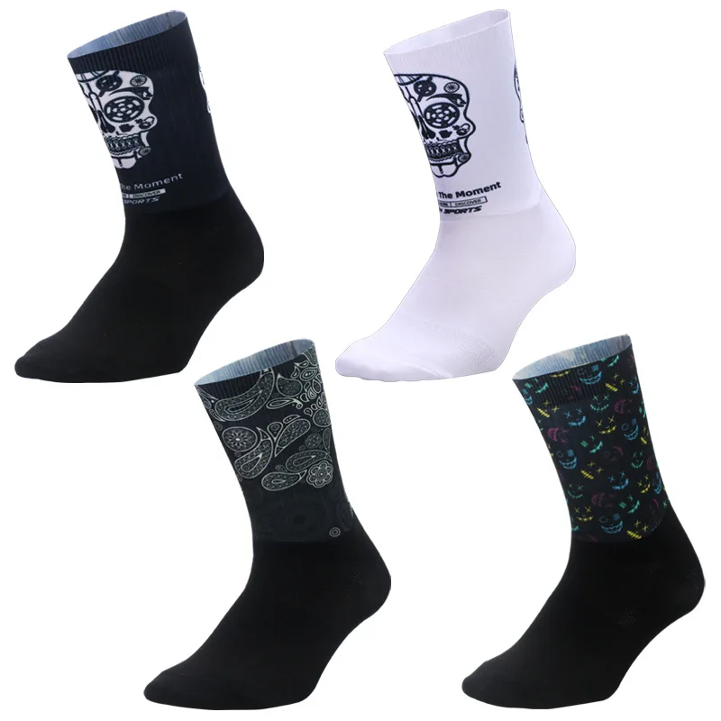 

New Mens Ultra-thin Functional Fabric Cycling Socks Compression Antislip Bike Bicycle Racing Running Breathable Sport Socks Wome