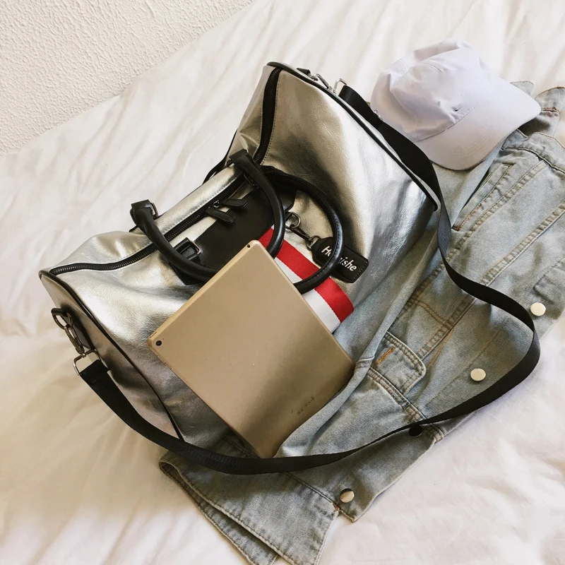 Short-distance Travel Bag Ladies Hand Luggage Bags Men's Korean Version of Soft PU Leather Large Capacity Waterproof Fitness