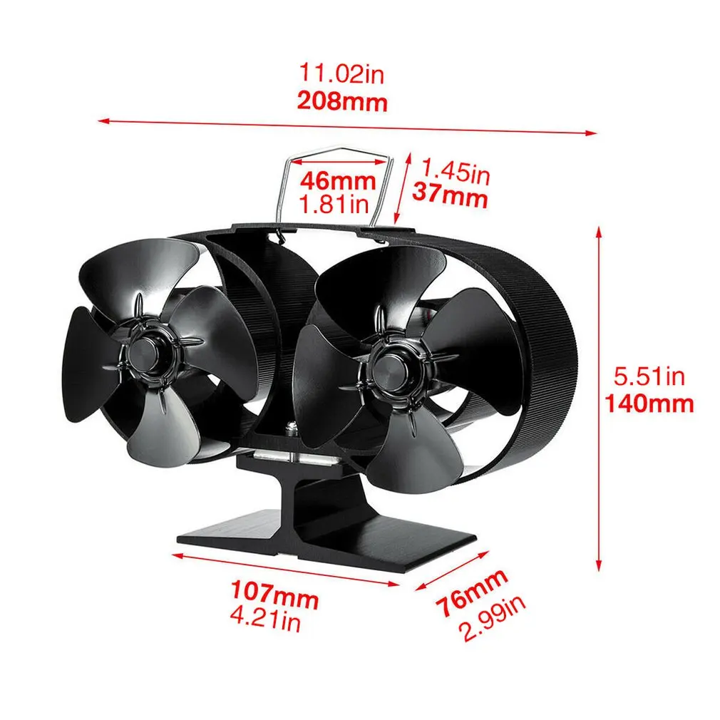 European Simple Stove Top Fan 8 Blade Fireplace Thermodynamic Ecological Wood Log Burning Fire Burner