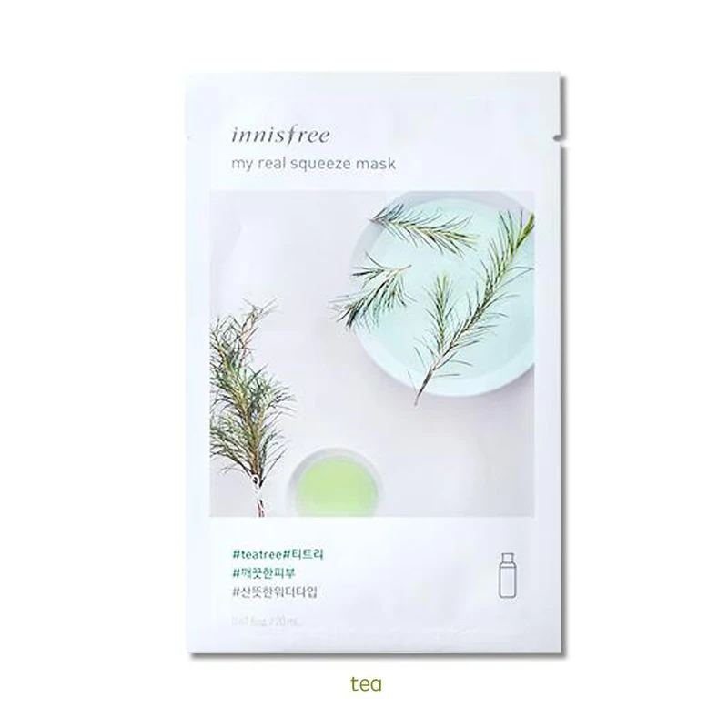 tea Innisfree It's Real Squeeze Mask увлажняющая маска с контролем жирности, Антивозрастная гладкая кожа, Корейская косметическая маска для лица - Цвет: tea