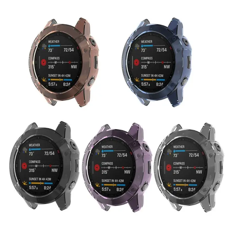 

Ultra-Slim Clear TPU Watch Case Protective Cover for Garmin Fenix 6 Smart Watch E65A
