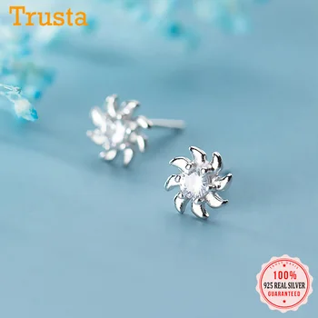 

Trustdavis Genuine 925 Sterling Silver Fashion Sweet Sun CZ Mini Charm Stud Earrings For Women Wedding Fine Jewelry Gift DA1970