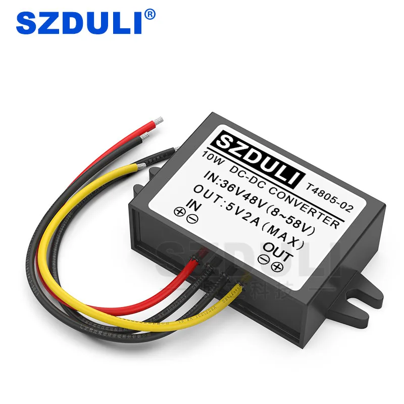 

36V 48V to 5V 2A DC Buck Converter 8~58V to 5V Vehicle Power Buck Module Transformer CE RoHS