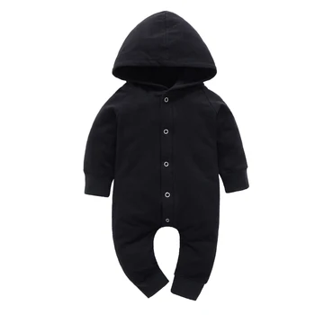 

Baby Girl Clothes Cotton Casual Long Sleeve Single Breasted Hooded Baby Romper Solid Autumn Winter Newborn Baby Pajamas 6-18M