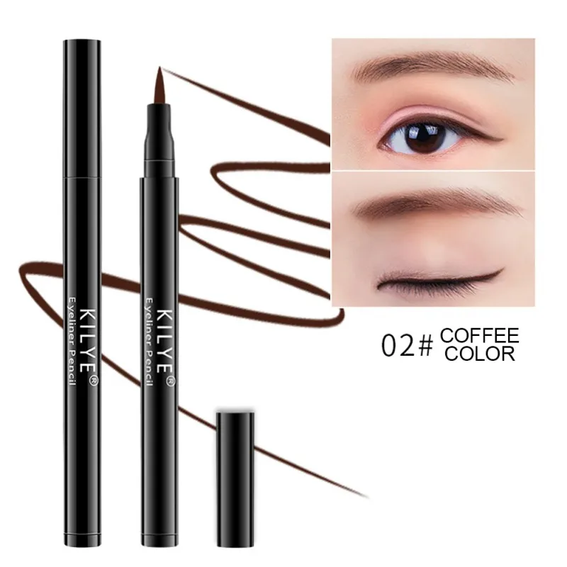 Waterproof Sweat-proof Non-staining Non-decolorizing Long-lasting Women Black Eyeliner Pen - Цвет: 02
