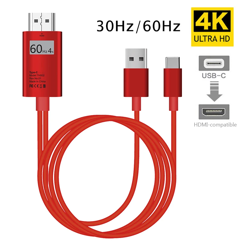 Кабель с разъемом USB-C 4K 30 Гц 60 Тип C Thunderbolt3 конвертер для ноутбука Смартфон адаптер