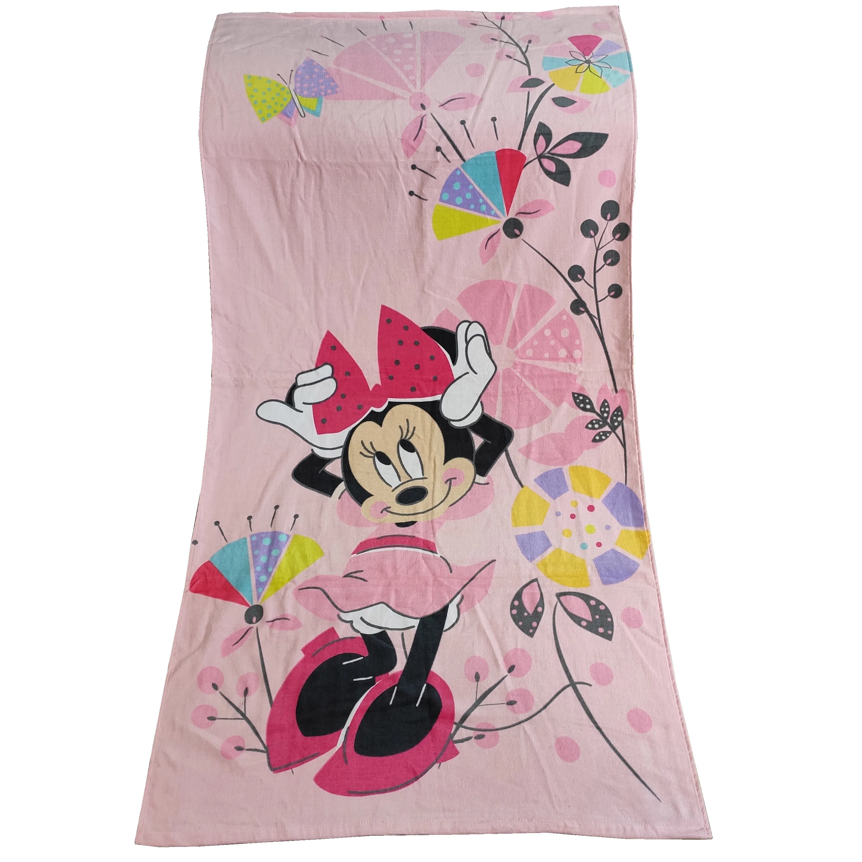 

Disney Lovely Pink Cute Minnie Mouse Bath Towel 100% Cotton for Girls Lady Women Swimming Beach Towel Pool Blanket 75x150cm