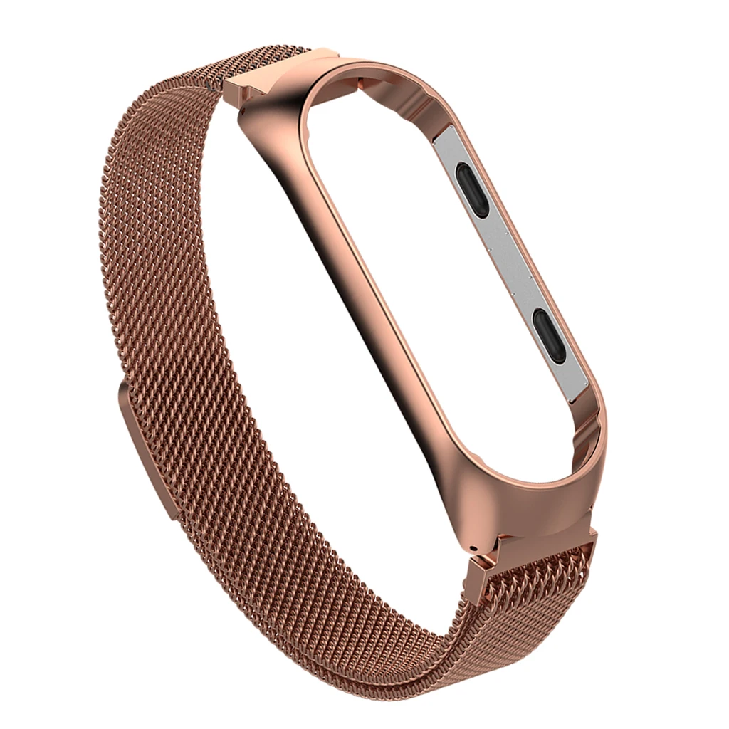 Сменный ремешок из нержавеющей стали для xiaomi mi Band 3 4 браслет ремешок для спортивных часов часы металлический ремешок на руку для xiaomi mi band 3 4 - Цвет: Rose Gold