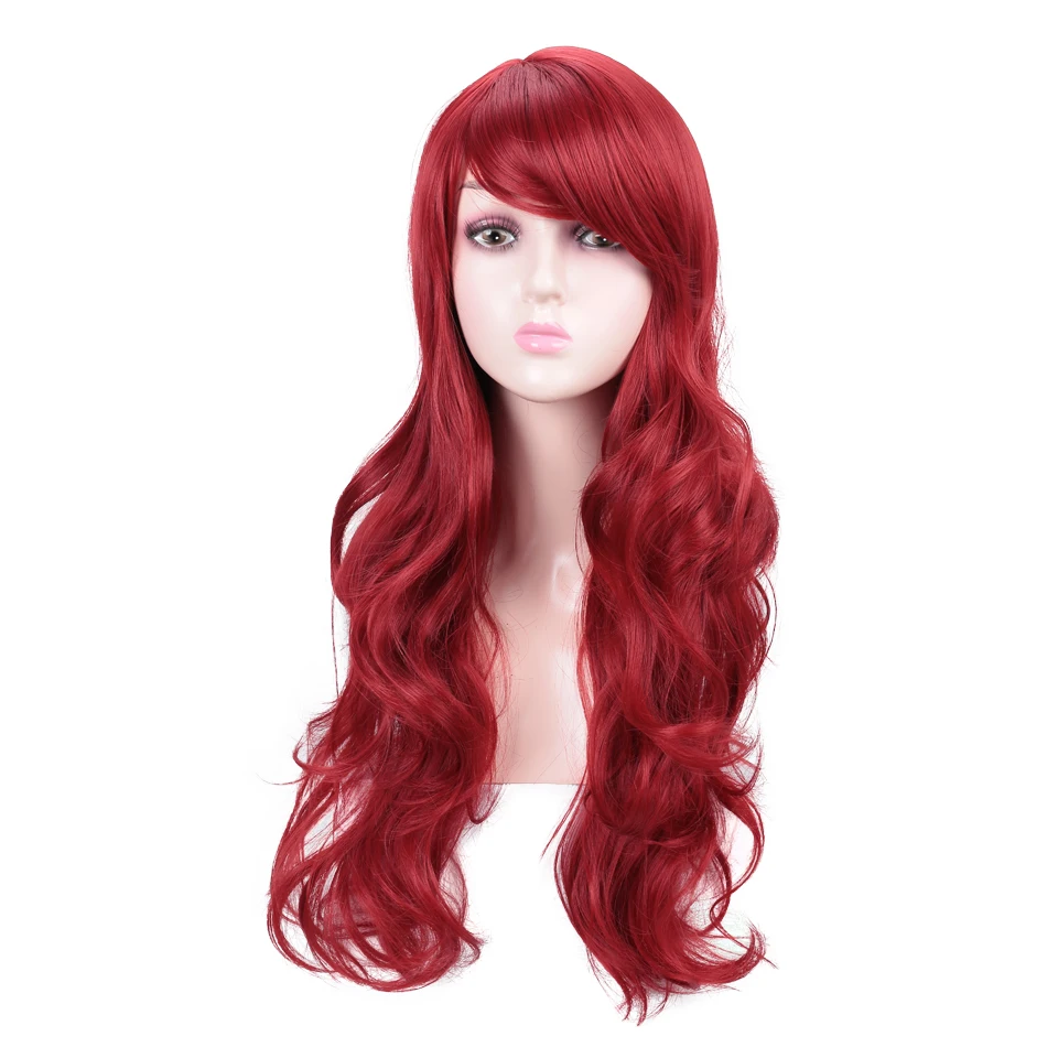 DIFEI длинный красный парик Волнистые парики для черных женщин боковая часть синтетический парик красные парики для косплея - Цвет: Красный