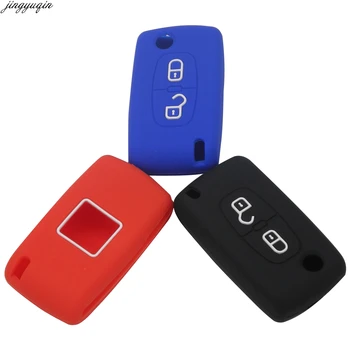 

jingyuqin 30pcs/lot 2 buttons Silicone Car Key Case For PEUGEOT 207 307 308 407 408 For Citroen C3 C4 C4L C5 C6 Protector Cover