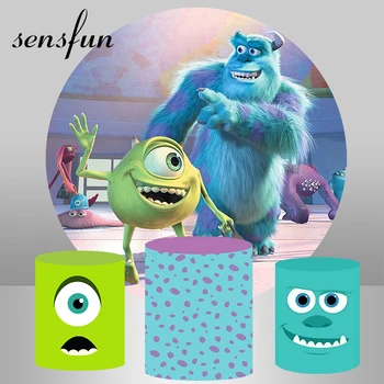 

Sensfun Monsters Inc Round Photography Backgrounds Kids Birthday Party Backdrops For Photo Studio Circle Custom Photocall